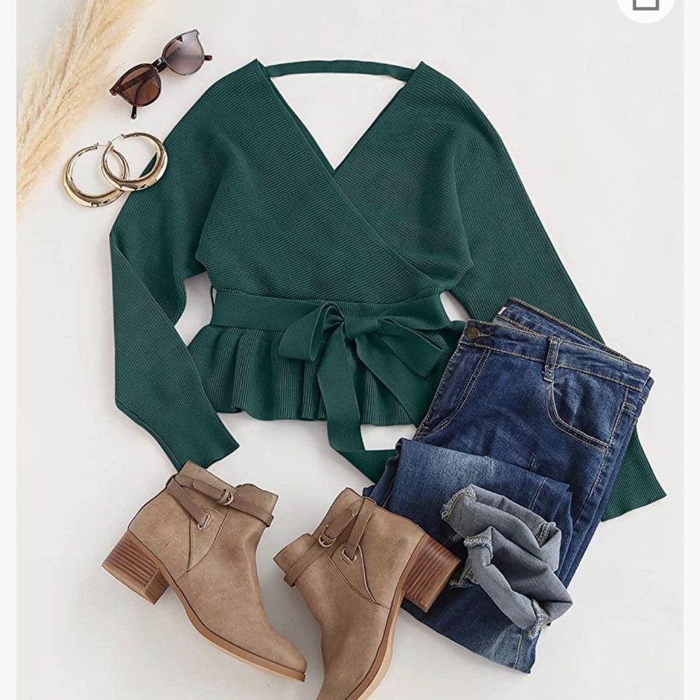 Cropped ruffle sweater